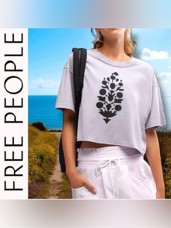 FP Movement by Free People Tops - New 🔥 Free People Movement Inspire Buti Logo Boxy Crop Tee, Gray / Black
